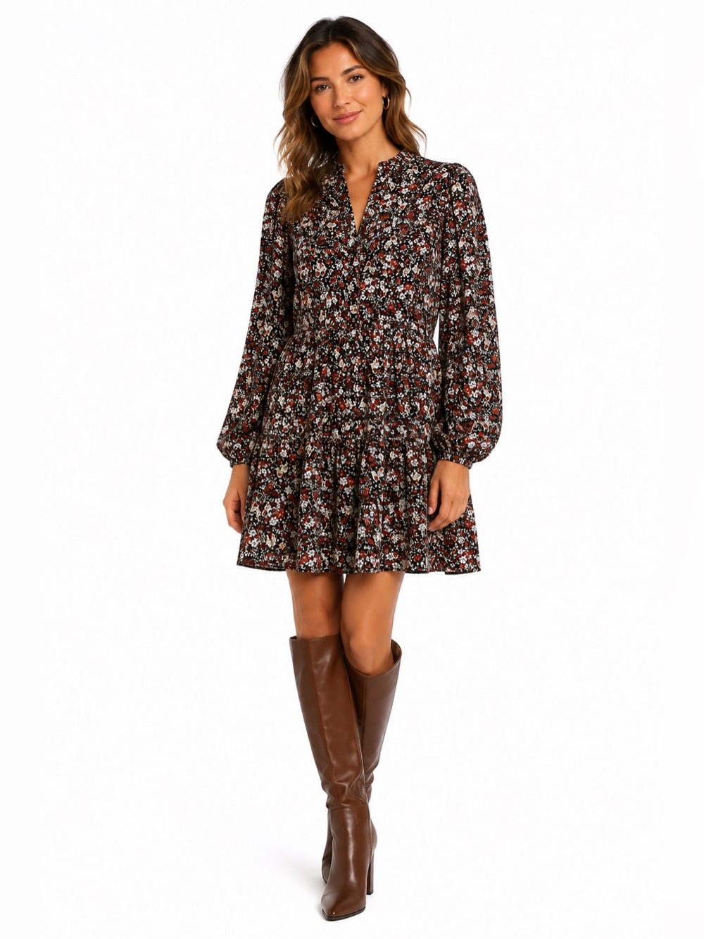 🖤 Veronica Beard Silk Floral Long Sleeve Mini Dress🖤